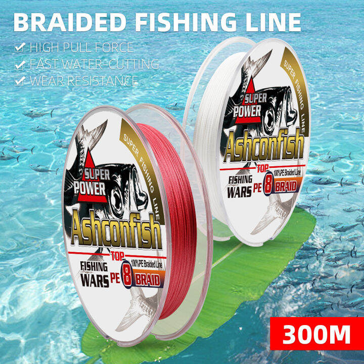 Ashconfish 8 Strands 300M Braided Fishing Line PE Line Pure Color Line X8 Braid Line 680LB