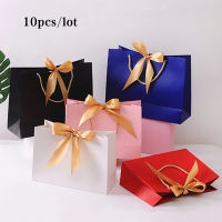 Luxury Gift Bag Box Bow Ribbon Black Simple Paper Gift Bag Kraft Paper Candy Box with Handle Wedding Birthday Gift Package