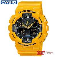 Casio G-Shock นาฬิกาข้อมือสุภาพบุรุษ สายเรซิน รุ่น GA-100A-9ADR - สีเหลือง