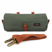 Tourbon R Canvas Handlebar Bag Top Tube Bag Waxed Waterproof Bicycle Basket Storage Green Bike Accessories