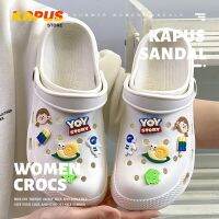 （A So Cute） เล็กน้อย☄รองเท้าแตะ EVA Crocs สำหรับผู้หญิงกันน้ำกันลื่นลายการ์ตูนหอยทากรองรับรองเท้าแตะชายหาด DIY