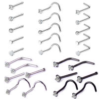 6/12PCS Crystal Stud Nose Ring Set Stainless Steel L Heart Shape Nose Stud Lot Piercing Nariz Hoop Women Body Jewelry Body jewellery