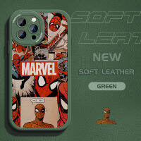 เคสหลังหนังสำหรับ iPhone 14 Pro ผิวที่เพรียวบางประกบกับ Spider-Man ซิลิโคนนิ่มปกหนังเคสโทรศัพท์