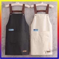 【hot sale】▽✔ D13 Korean Simple Style Solid Color Household Apron Waterproof Oil-Proof Kitchen Apron Studio Coffee Chef Apron H Type Shoulder Strap