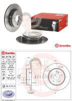 08 5178 31 จานเบรค ล้อ R (ยี่ห้อ BREMBO) รุ่น UV Benz "W202/203, W210, C208 C209 CLK, R170/171 SLK, CL203 CLC" ปี1997-&amp;gt;