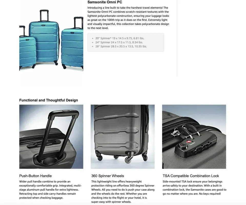 Samsonite Omni PC Hardside Spinner Luggage Black