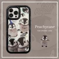 กรอบเคสโทรศัพท์เพนกวินหนาน่ารักเข้ากันได้กับ iPhone 15 14 Plus 13 12 11 Pro Max Xs Xr X อะคริลิคฝาหลังกันกระแทกเคสมือถือ