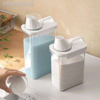 ✼∏♦ Airtight Laundry Detergent Powder Storage Box Clear Washing Powder Container with Lid and Handle Multipurpose Plastic Cereal Jar