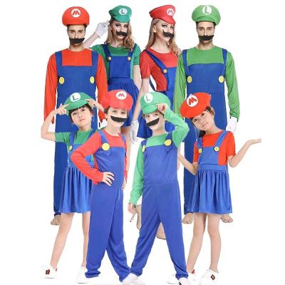 Game Anime Funny Super Brother Bros Children Girl Fantasia Cosplay Costumes Jumpsuit Carnival Adult Woman Suit Halloween Costume