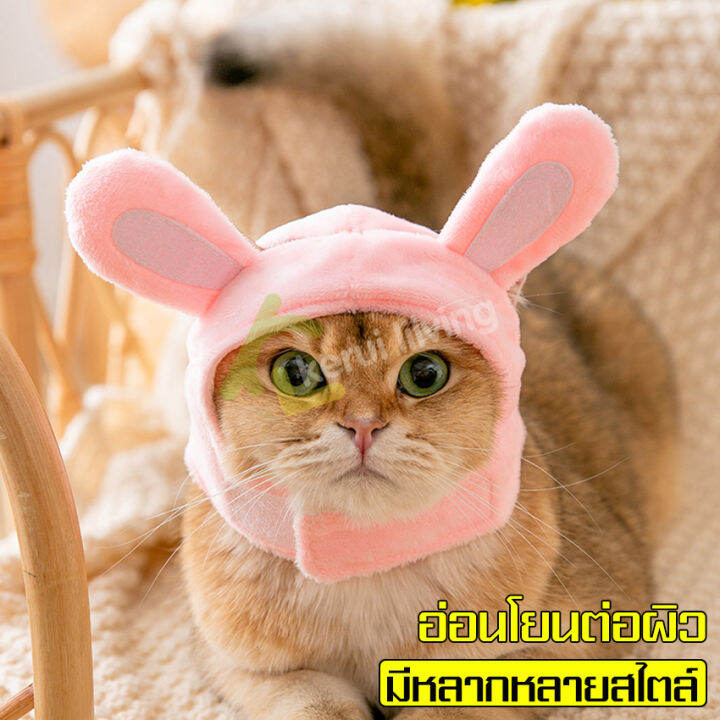 หมวกหูกระต่าย-หมวกแมว-หมวกสัตว์เลี้ยง-คลุมหัวสัตว์-หมวกแฟชั่นสัตว์-น่ารัก-ใส่ได้ทั้งหมาและแมว-หมวกลายการ์ตูน-ระบายอากาศได้ดี-ทนทาน