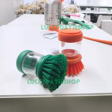 VIDEVECKMAL Dish brush with soap dispenser, bright orange - IKEA