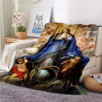 2023 Fleece Blanket 3D Printed Virgin Mary Blanket Jesus Christian Soft Warm Blanket Sofa Bedroom Plush Throw Blanket for Adults Kid