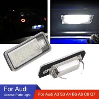 2PCS License Plate Light For Audi A3 S3 A4 B6 B7 A6 C6 4F Q7 RS4 6000K Super White License Number Plate Lamp Canbus Error Free