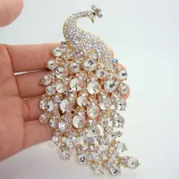 Fashion Crystal Peacock Brooch Pin for Women Elegant Banquet Dress Accessories