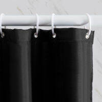 Furlinic Shower Curtain Waterproof Fabric and Stainless Steel Holes with Plastic Hooks Set Black Shower Curtains.