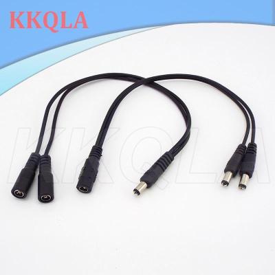 QKKQLA DC 1 male Female to 2 male way Male female cable 5.5x2.1mm Power Splitter connector Plug extension cord for CCTV LED strip light