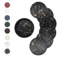 [HOT ZEXKLIOALQAQ 529] 6PCS ขายร้อน PU หนัง Marble Coaster ทำความสะอาดง่าย Placemats รอบชา Pad เครื่องดื่มถ้วยกาแฟตาราง Pad ผู้ถือ Placemats