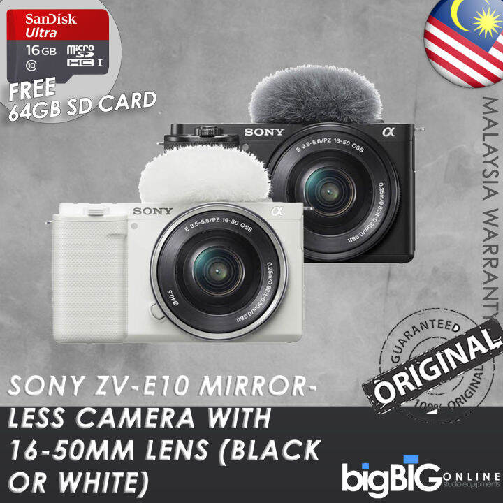 Sony ZVE10 Mirrorless Camera with 1650mm Lens (Black or White) With