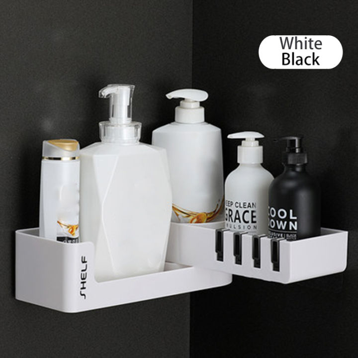 new-bathroom-corner-shelf-shower-shampoo-organizer-rotatable-without-drilling-with-4-hooks-for-bathroom-basket-wall-shelves