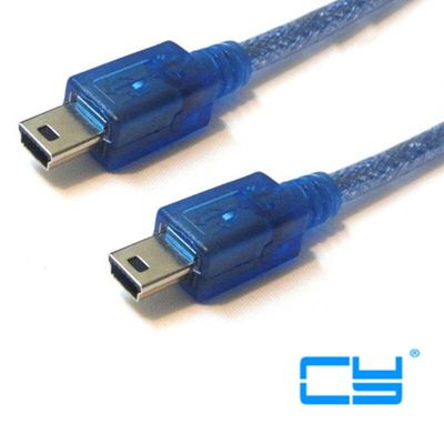 【Booming】 Huilopker MALL 0.3เมตรมินิ USB สาย5pin ชายมินิ5จุดชาย M/m คู่ป้องกัน (ฟอยล์ + ถัก) ใสสีฟ้า1ชิ้น/จำนวนมาก