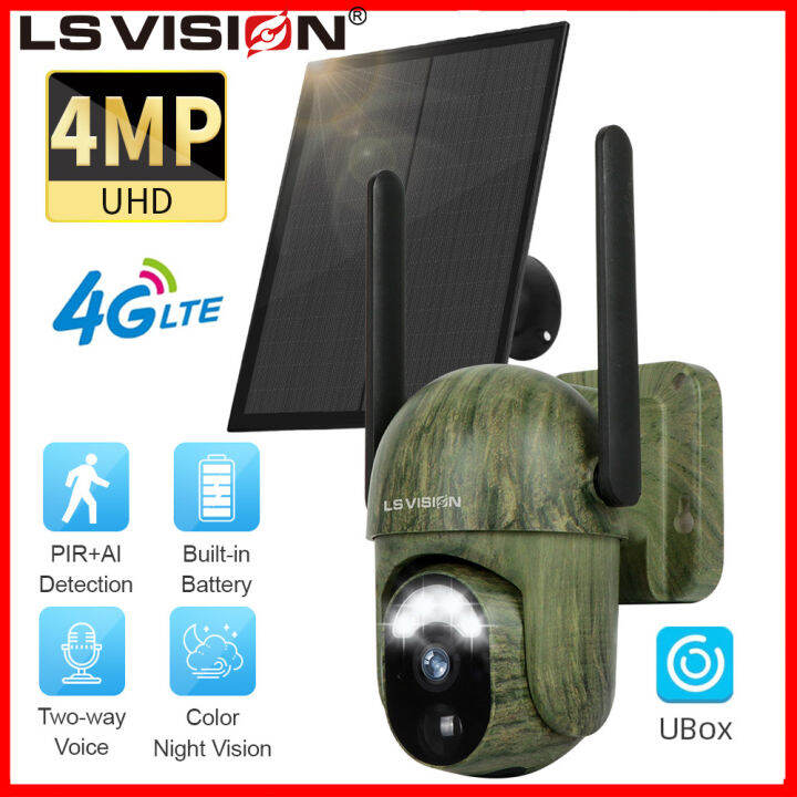 LS VISION 4MP 4G Solar Security Camera Wireless Outdoor IP66 Waterproof ...