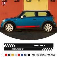 2 Pcs Racing Sport Checkered จัดแต่งทรงผมรถประตูด้านข้าง Stripes สติกเกอร์ Body Decal สำหรับ MINI Cooper S JCW One R50 R52 R53อุปกรณ์เสริม