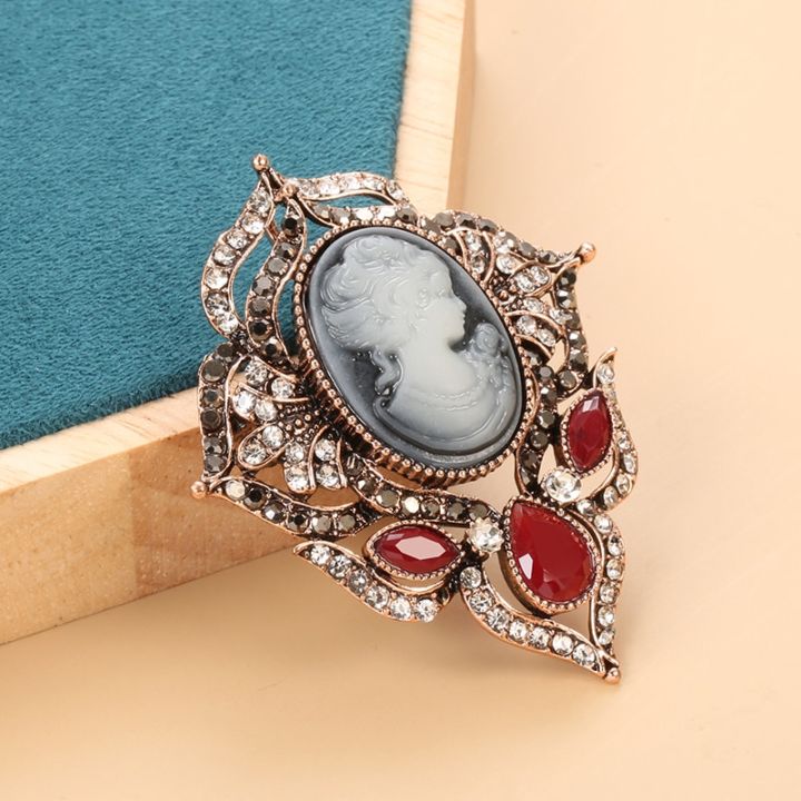kinel-hot-black-stone-brooch-pin-for-women-relief-head-rhinestone-retro-broches-brooches-boho-ethnic-jewelry-wholesale