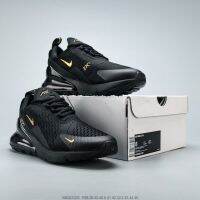 NK 【in stock】 max 270 Black gold unisex running shoes sneakers