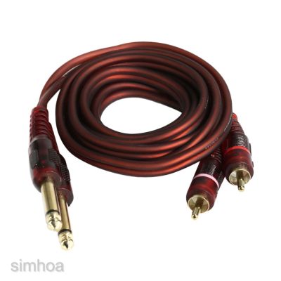 Audio Cable Dual 14" Jack 6.35mm to Dual RCA Phono Male for Mixer Amplifier