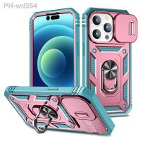 Slide Camera Lens Protection Magnetic Ring Holder Case For iPhone 14 13 12 11 Pro Max Mini X XR XS 7 8 Plus SE Shockproof Cover