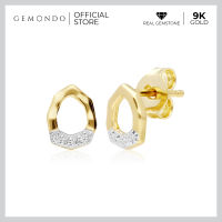 Gemondo ต่างหูทองคำ 9K ประดับเพชร (DIAMOND) ดีไซน์ต่างหูสตัดทรงเปิด รูปทรงเรขาคณิต : ต่างหูทอง ต่างหูเพชร