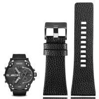 〖Bar watchband〗สายนาฬิกาหนังแท้22มม. 24มม. 26มม. 27มม. 28มม. 30มม. 32มม. สายนาฬิกาดีเซล DZ4386 1657 1399 1206 4323สีดำ