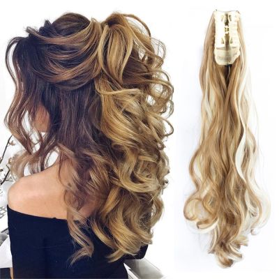 【YF】 My-Diva 22  Curly Wavy Synthetic Hair Claw Ponytail False on Clip Tail Hairpiece Attached