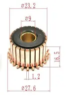 【Worth-Buy】 เครื่องสลับแท่งทองแดง9X23.2X17.5มม. 24P เครื่อง Commutator Motor Listrik Commutator ทองแดงสำหรับเครื่องเจาะขนาดเล็ก