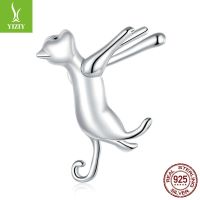 [COD] Ziyun 925 silver cute kitten ear clip single animal earrings can be worn without piercings SCE967