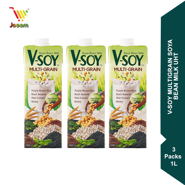 VSOY Multigrain Soya Bean Milk UHT (3 x 1L) [KL & Selangor Delivery