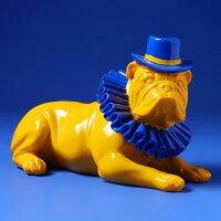 1Pcs Creative Color Bulldog Punk Style Dog Statue Resin Figurine Home Office Store Decoration Ornament Crafts