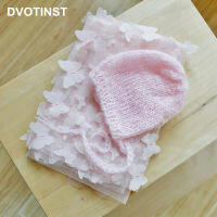 Dvotinst ทารกแรกเกิดการถ่ายภาพ Props 3D ผีเสื้อ Lace Wrap Mohair ถัก Bonnet หมวก2Pcs Photo Props Studio ยิง Prop