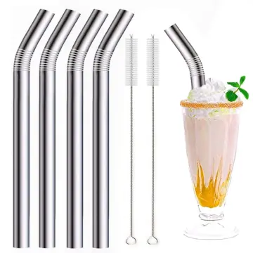 Large 12mm Bubble Tea Milkshake Straw Reusable Metal Straw 304 Stainless  Steel Drinking Straws Set Bar Boba Straight Straw Tubes