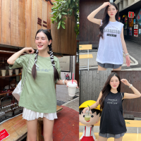 ?SpinnyHouse?เสื้อยืด เสื้อแขนกุด OVERSIZE ผ้าคอตตอน ? สาวอวบใส่ได้ เสื้อยืดทรงเบสิค สีมินิมอล  รุ่น เสื้อแขนกุด