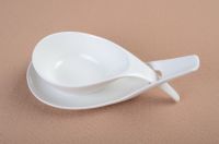 Novel Spoon-Shaped Ceramic Serving Bowl and Saucer Decorative Porcelain Flavouring Dish with Handle Dinnerware and Kitchenware