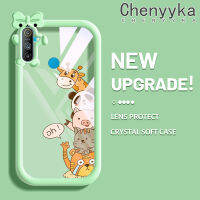 เคส Chenyyyka สำหรับ Realme C3กระแสแฟชั่นแบรนด์โบว์สีสัตว์นุ่มน่ารักเคส Tpu ใสกรอบสีเคสกันกระแทกกล้อง