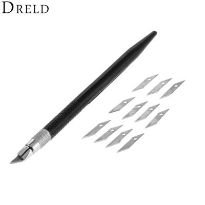 【YF】 DRELD 12 Pcs Blades Hobby Cutter Leather Tools Crafts Scalpel Graver For PCB Repair Mulit Pen Film Wood Carving Handle