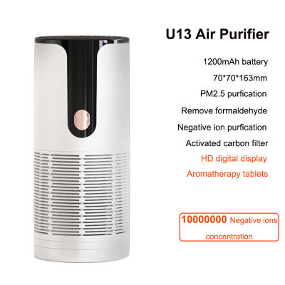 Portable Air Purifier Cleaner Negative Ion Generator Filter e Dust Odor Formaldehyde Remover Car Air Freshener