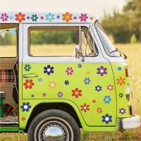 Colorful Daisy Retro Flower Wall Sticker PVC Self-Adhesive Waterproof Car DIY Flower Sticker Home Door and Window Decoration Vinyl Flooring