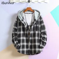 iSurvivor 2023 Spring New Mens Hong Kong Style Single-breasted Shirt Loose Casual Student Wearing Long Sleeve Hoodie