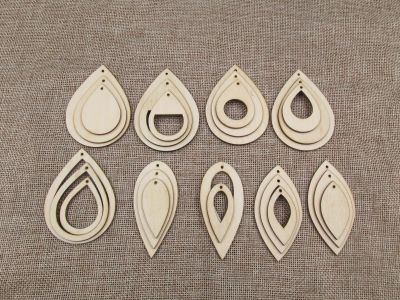 ☫卍✶ Unfinished Wood Blank Classic Geometric Teardrop Shape Earring Pendant Jewelry Finding For DIY Project Making Kit