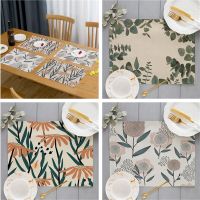 【CW】 1pc Morandi Floral Printing Placemat for Dining Table Drink Coaster Decoration Cup