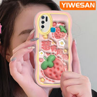 YIWESAN เคสสำหรับ VIVO เคส Y50 Y30i Y30ลายการ์ตูน3D สตรอเบอร์รี่สีสันสดใสเคสโทรศัพท์แบบใสกรอบซิลิโคนกันกระแทกป้องกันเลนส์กล้องเคสนิ่มโปร่งใส