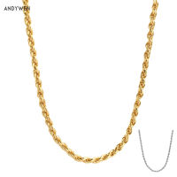 ANDYWEN New 925 Sterling Silver Gold Twist Chain Long Chain Choker Necklace  New Rock Punk Luxury Fashion Jewelry Jewels